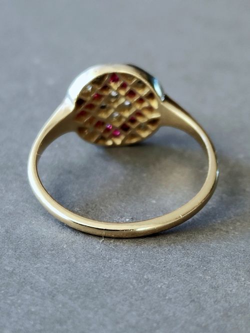 RARE ART DECO 18CT RUBY DIAMOND RING - ADDITIONAL PHOTO 3