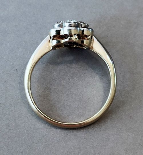 ART DECO 18CT GOLD DIAMOND DAISY CLUSTER RING - ADDITIONAL PHOTO 4