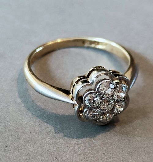 ART DECO 18CT GOLD DIAMOND DAISY CLUSTER RING - ADDITIONAL PHOTO 5