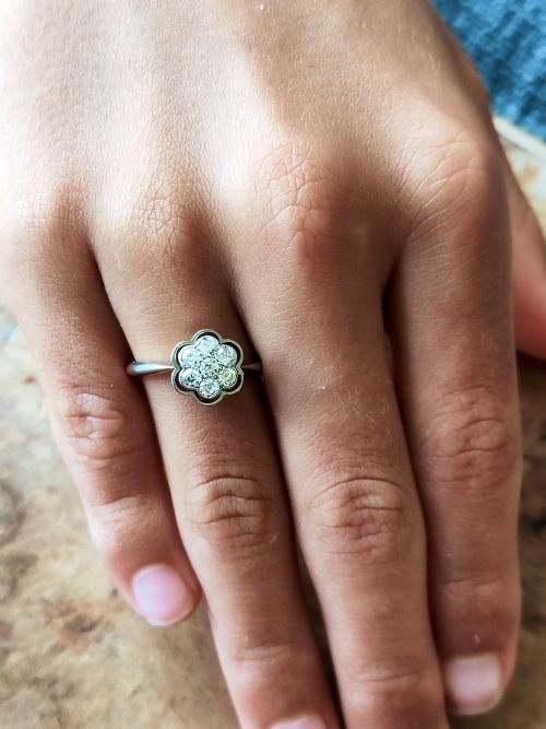 ART DECO 18CT GOLD DIAMOND DAISY CLUSTER RING - ADDITIONAL PHOTO 12