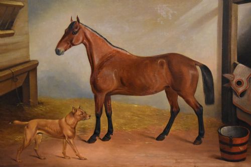 OIL PAINTING BY CORNELIUS JANSEN WALTER WINTER A FAVOURITE HUNTER - ADDITIONAL PHOTO 2