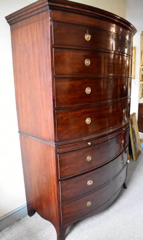 GEORGE III BOW FRONTED MAHOGANY CHEST ON CHEST - ADDITIONAL PHOTO 7