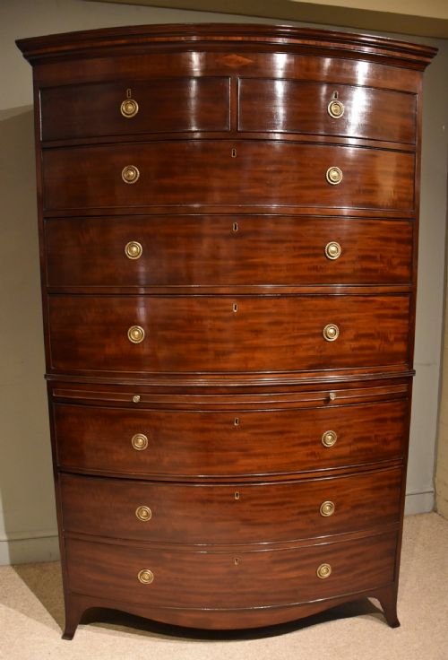 GEORGE III BOW FRONTED MAHOGANY CHEST ON CHEST - ADDITIONAL PHOTO 8
