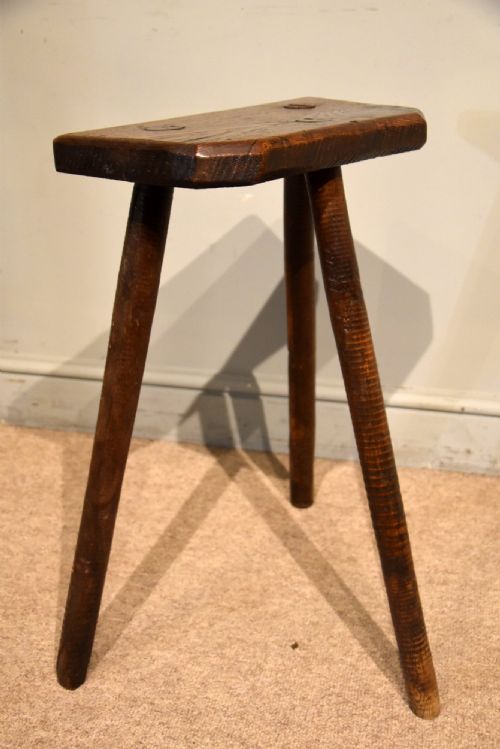 MATCHED PAIR 19TH CENTURY ELM HIGH TURNED STOOLS - ADDITIONAL PHOTO 4