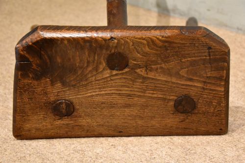 MATCHED PAIR 19TH CENTURY ELM HIGH TURNED STOOLS - ADDITIONAL PHOTO 5
