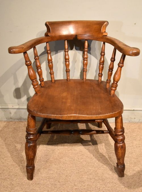 PAIR 19TH CENTURY ELM BEECH SMOKERS BOW CHAIRS - ADDITIONAL PHOTO 1