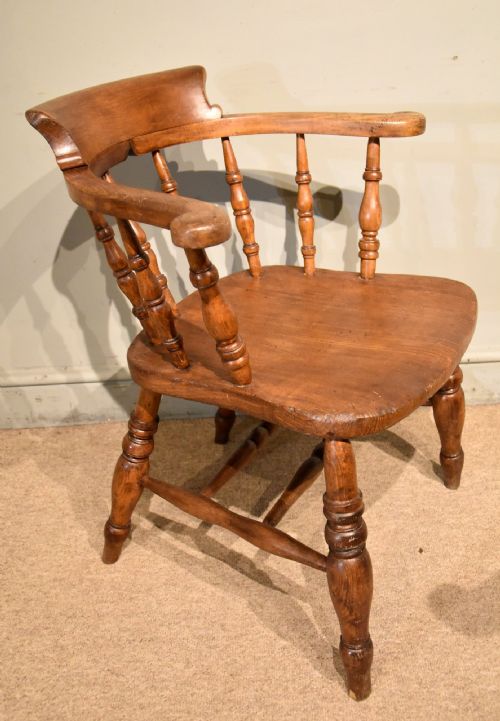 PAIR 19TH CENTURY ELM BEECH SMOKERS BOW CHAIRS - ADDITIONAL PHOTO 3