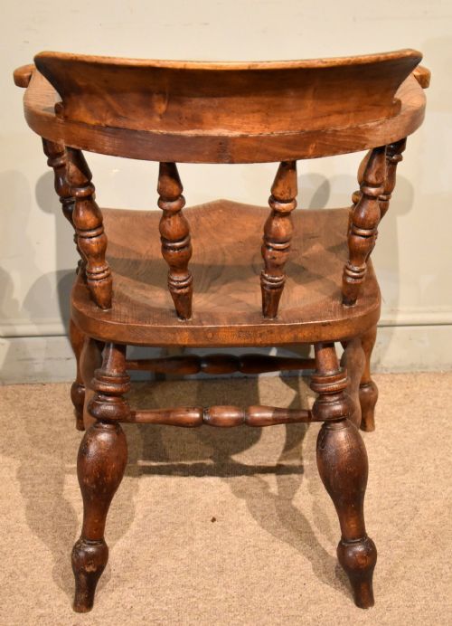 PAIR 19TH CENTURY ELM BEECH SMOKERS BOW CHAIRS - ADDITIONAL PHOTO 5