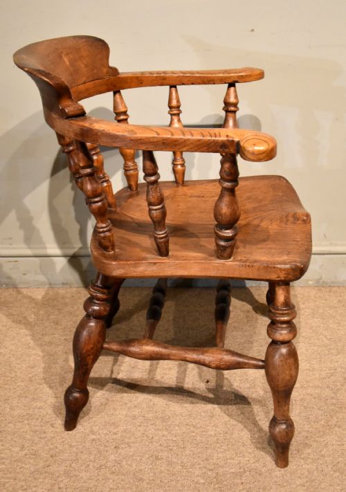 PAIR 19TH CENTURY ELM BEECH SMOKERS BOW CHAIRS - ADDITIONAL PHOTO 6