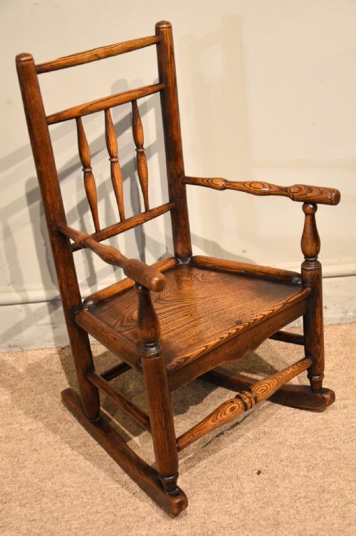 19TH CENTURY ASH CHILDS ROCKING ARMCHAIR - ADDITIONAL PHOTO 1