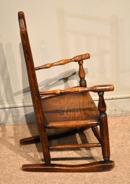 19TH CENTURY ASH CHILDS ROCKING ARMCHAIR - ADDITIONAL PHOTO 2