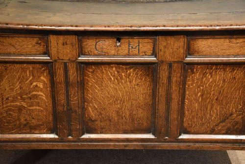 LATE 17TH CENTURY OAK THREE PANELED COFFER - ADDITIONAL PHOTO 1