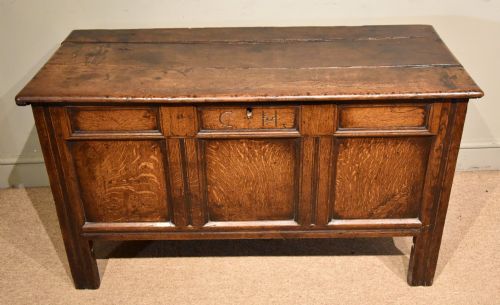 LATE 17TH CENTURY OAK THREE PANELED COFFER - ADDITIONAL PHOTO 2