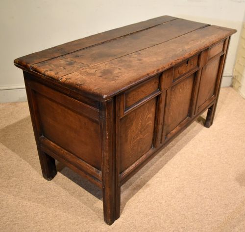 LATE 17TH CENTURY OAK THREE PANELED COFFER - ADDITIONAL PHOTO 5