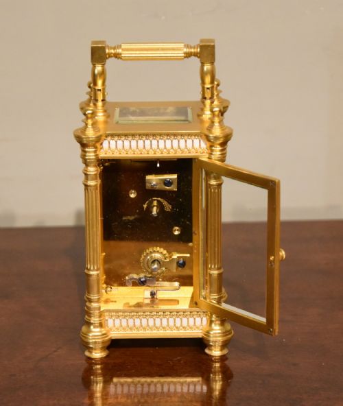 19TH CENTURY CARRIAGE TIMEPIECE WITH FLORAL MASK - ADDITIONAL PHOTO 2