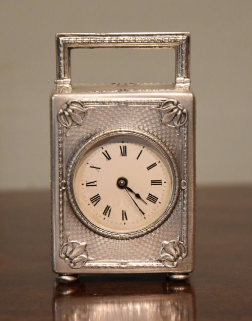SILVER MINIATURE CARRIAGE TIMEPIECE BY GOLDSMITHS SILVERSMITHS - ADDITIONAL PHOTO 2