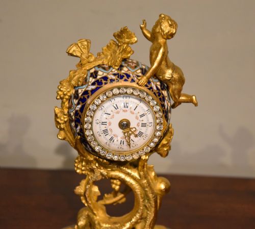 CLOISONNE ENAMEL AND GILT BRASS MANTEL TIMEPIECE - ADDITIONAL PHOTO 1