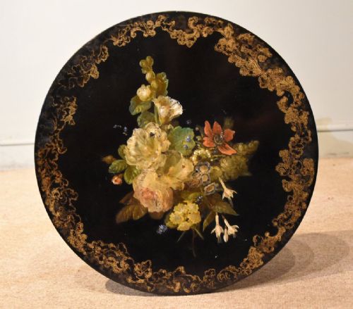 PAPER MACHE HAND PAINTED TILTING PEDESTAL TABLE - ADDITIONAL PHOTO 5