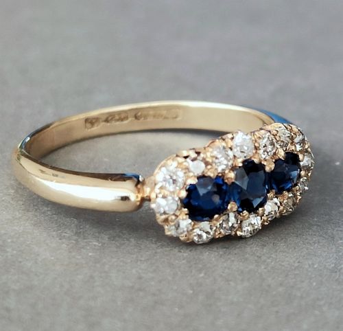 VICTORIAN 18CT GOLD SAPPHIRE DIAMOND RING - ADDITIONAL PHOTO 1