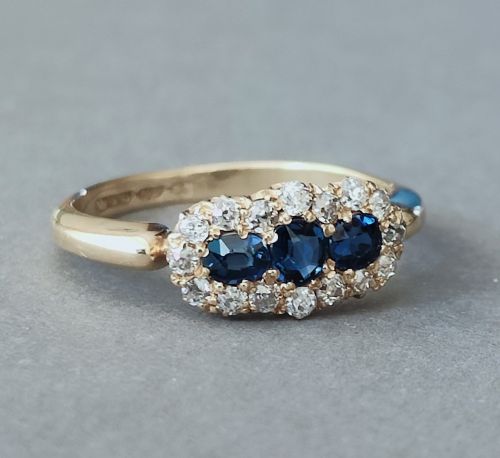 VICTORIAN 18CT GOLD SAPPHIRE DIAMOND RING - ADDITIONAL PHOTO 4