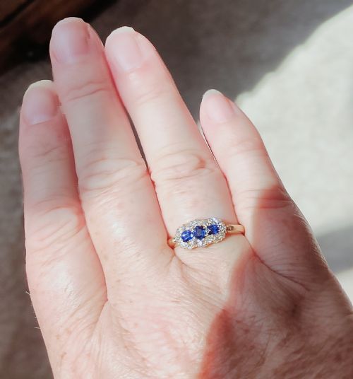 VICTORIAN 18CT GOLD SAPPHIRE DIAMOND RING - ADDITIONAL PHOTO 8