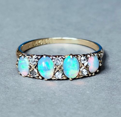 EDWARDIAN 18CT GOLD OPAL DIAMOND RING C1904 - ADDITIONAL PHOTO 1