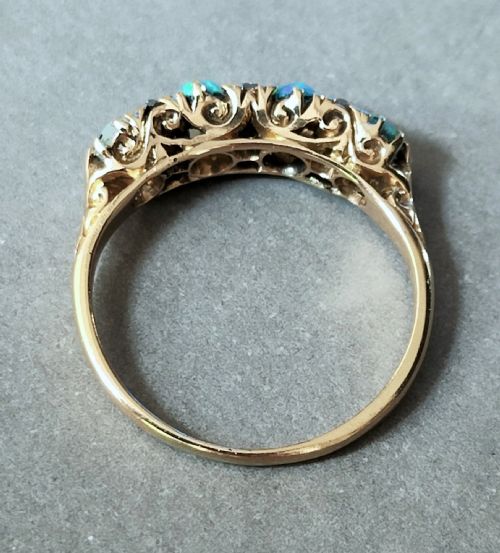 EDWARDIAN 18CT GOLD OPAL DIAMOND RING C1904 - ADDITIONAL PHOTO 3