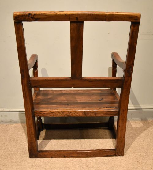 EARLY 18TH C PRIMITIVE ELM OPEN ARMCHAIR - ADDITIONAL PHOTO 6