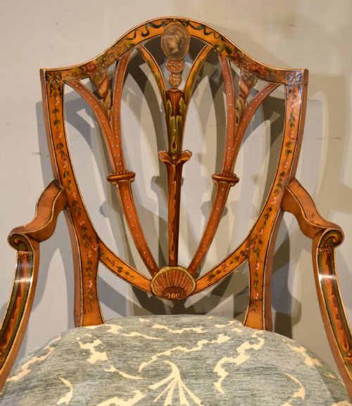 LATE 19TH CENTURY SATINWOOD PAINTED ARMCHAIR - ADDITIONAL PHOTO 1