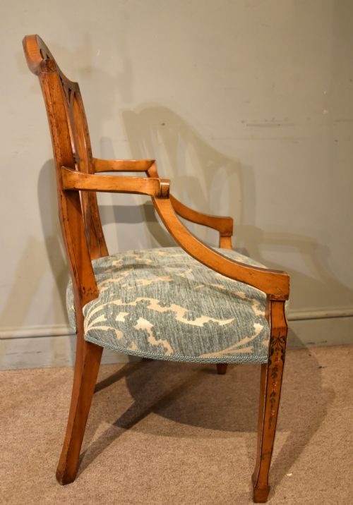 LATE 19TH CENTURY SATINWOOD PAINTED ARMCHAIR - ADDITIONAL PHOTO 4