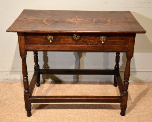 late 17th century oak single drawer side table - CATEGORY: ANTIQUE TABLES - DATED 17TH CENTURY