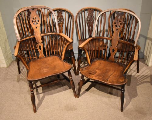 SET OF SIX ASH AND ELM WHEEL BACK DINING CHAIRS - ADDITIONAL PHOTO 1