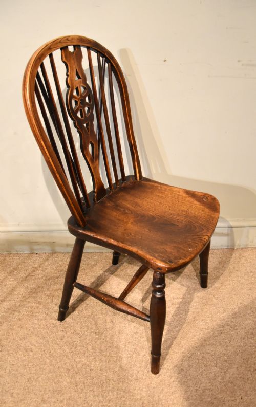 SET OF SIX ASH AND ELM WHEEL BACK DINING CHAIRS - ADDITIONAL PHOTO 3