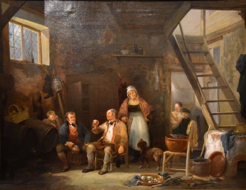 OIL PAINTING BY WILLIAM SHAYER SNR AN INN INTERIOR - ADDITIONAL PHOTO 1