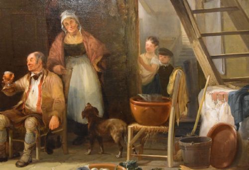 OIL PAINTING BY WILLIAM SHAYER SNR AN INN INTERIOR - ADDITIONAL PHOTO 4
