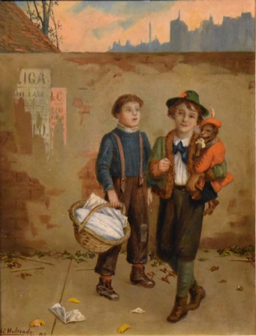OIL PAINTING BY AUGUSTUS MULREADY VISITORS TO LONDON - ADDITIONAL PHOTO 1