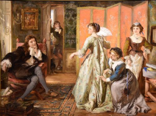 OIL PAINTING BY THOMAS FALLON MARSHALL MRS PEPYS ADOPTS THE LATEST FASHION - ADDITIONAL PHOTO 1