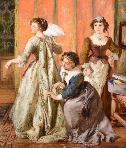OIL PAINTING BY THOMAS FALLON MARSHALL MRS PEPYS ADOPTS THE LATEST FASHION - ADDITIONAL PHOTO 2