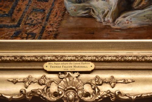 OIL PAINTING BY THOMAS FALLON MARSHALL MRS PEPYS ADOPTS THE LATEST FASHION - ADDITIONAL PHOTO 5