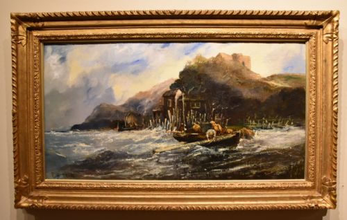 oil painting by edwin ellis salvaging - CATEGORY: ANTIQUE ART - DATED 19TH CENTURY