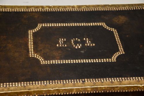 19TH CENTURY REGENCY LEATHER BRASS IRON BOUND COACHING TRUNK - ADDITIONAL PHOTO 3