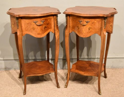 art deco french bedside inlaid tables - CATEGORY: ANTIQUE CABINETS - DATED 19TH CENTURY
