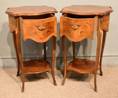 ART DECO FRENCH BEDSIDE INLAID TABLES - ADDITIONAL PHOTO 2