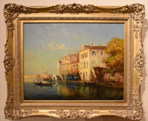 oil painting by colette bouvard venice evening - CATEGORY: ANTIQUE ART - DATED 1960