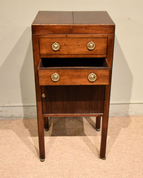 GEORGE III CENTURY MAHOGANY BEDSIDE CABINET NIGHT STAND - ADDITIONAL PHOTO 5