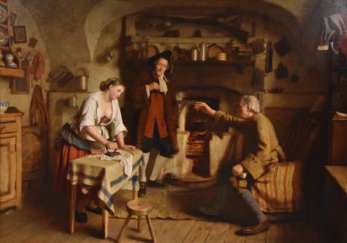 OIL PAINTING BY WILLIAM BAXTER COLLIER FYFE THE LAIRD OF DUMBIEDYKE'S COURTSHIP - ADDITIONAL PHOTO 4