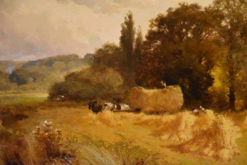 OIL PAINTING BY JOHN HORACE HOOPER HARVEST TIME NEAR HENLEY - ADDITIONAL PHOTO 2