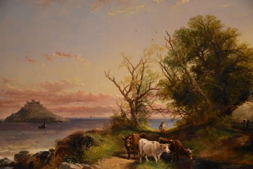 OIL PAINTING BY JOSEPH HORLOR A VIEW OF ST MICHAELS MOUNT - ADDITIONAL PHOTO 2