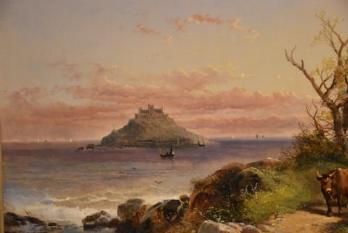 OIL PAINTING BY JOSEPH HORLOR A VIEW OF ST MICHAELS MOUNT - ADDITIONAL PHOTO 4
