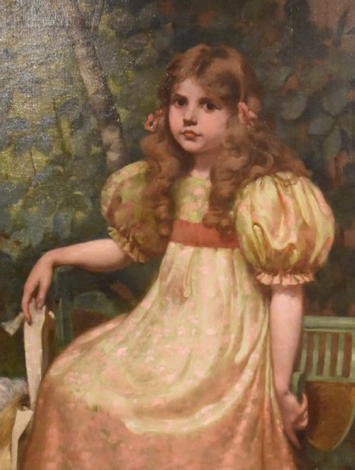 OIL PAINTING BY RICHARD GEORGE HINCHLIFFE PORTRAIT OF A GIRL - ADDITIONAL PHOTO 2